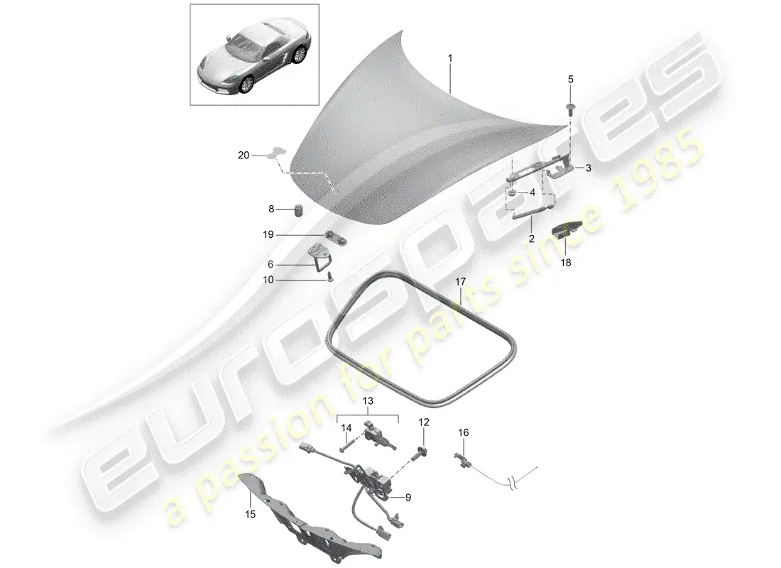 porsche 2017 (718 boxster) cover parts diagram