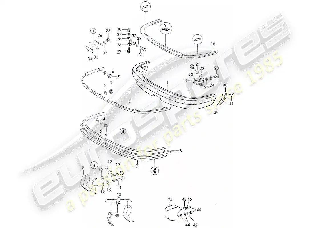 porsche 1973 (911) bumper parts diagram