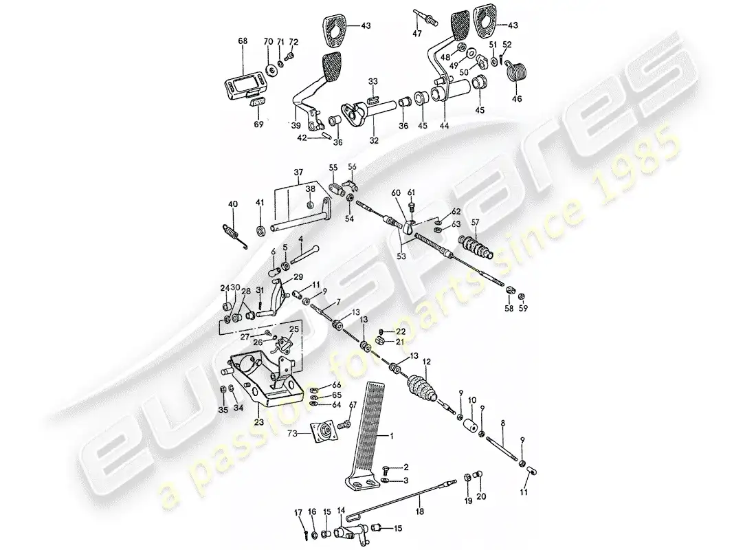 porsche 1974 (911) pedals parts diagram