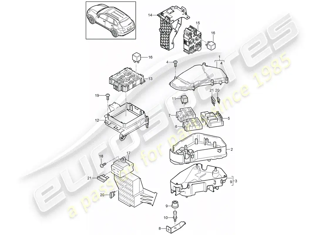 porsche 2014 (cayenne e2 92a) fuse box/relay plate part diagram