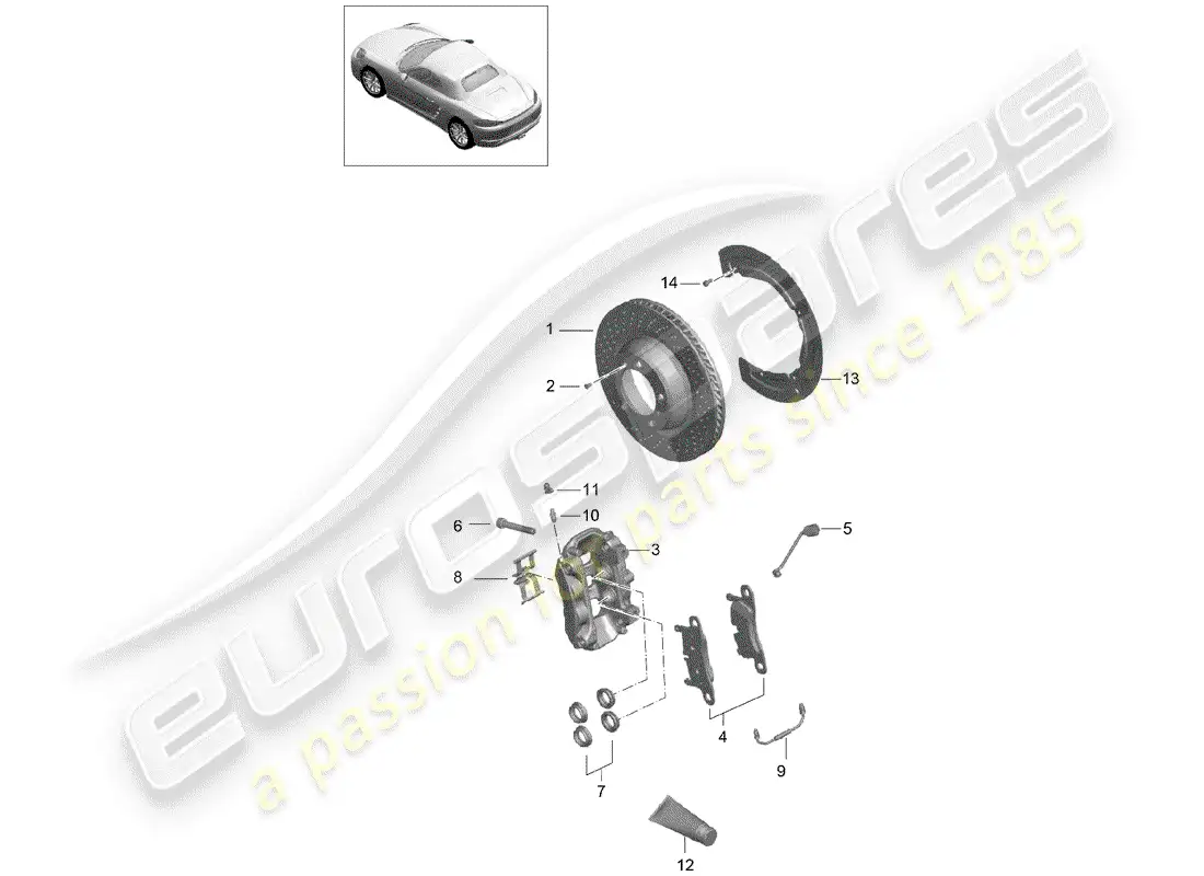 porsche 2017 (718 boxster) disc brakes parts diagram
