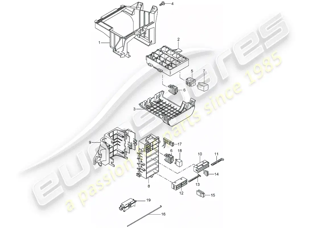 porsche 2007 (987 boxster) fuse box/relay plate part diagram