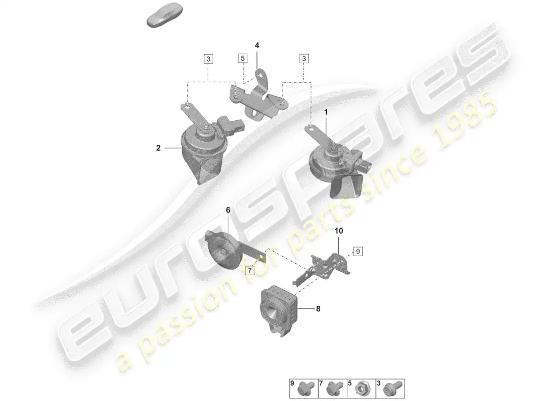 porsche 2020 (992-1) fanfare horn parts diagram