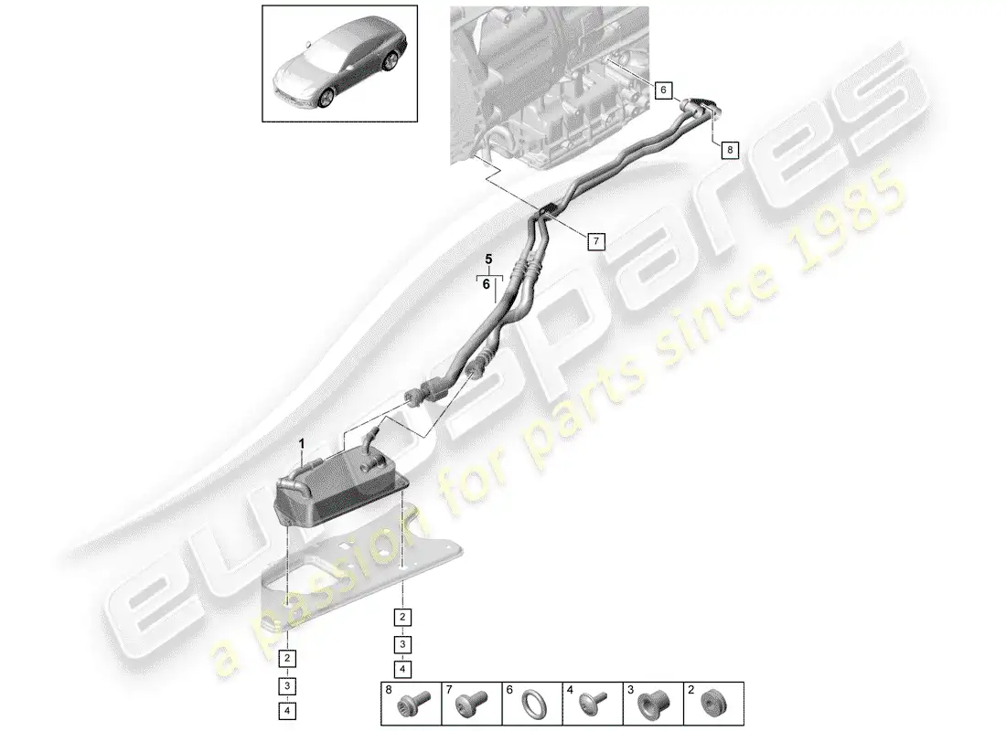 porsche 2017 (panamera 971-1) gear oil cooler parts diagram