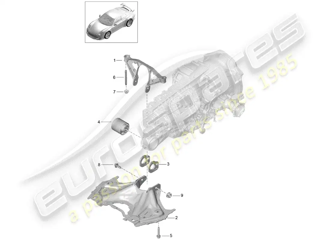 porsche 2020 (991-2 r/gt3/rs) sub frame parts diagram