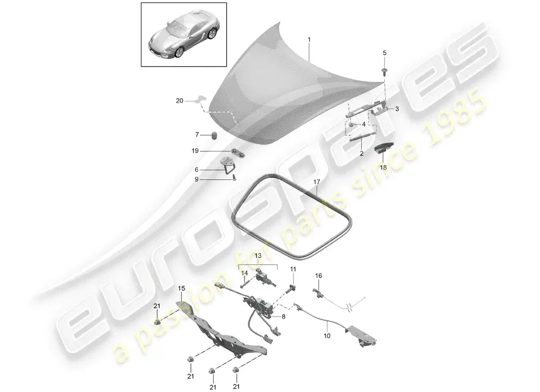 porsche 2015 (981 cayman) cover parts diagram