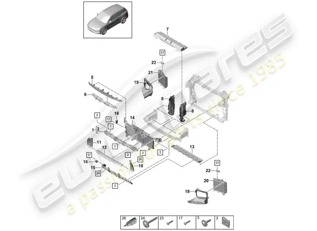 porsche 2020 (cayenne e3 9ya/9yb) air duct part diagram