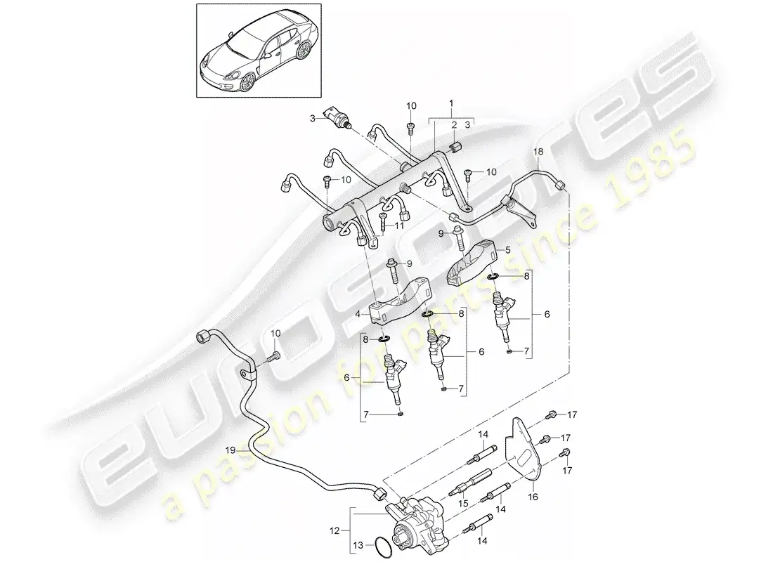 porsche 2010 (panamera 970) fuel collection pipe parts diagram
