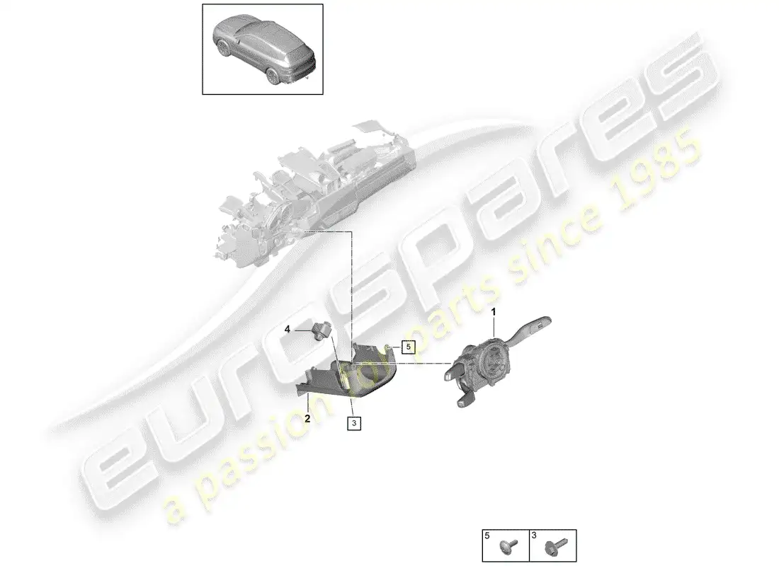 porsche 2019 (cayenne e3 9ya/9yb) steering column switch parts diagram