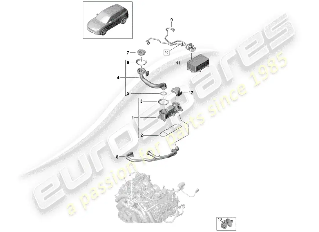 porsche 2019 (cayenne e3 9ya/9yb) ventilation for cylinder block parts diagram