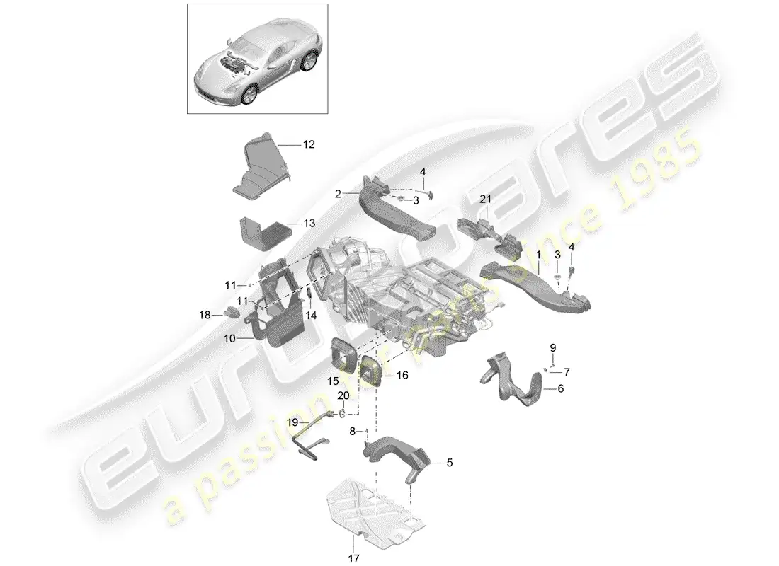 porsche 2020 (718 cayman) air duct parts diagram