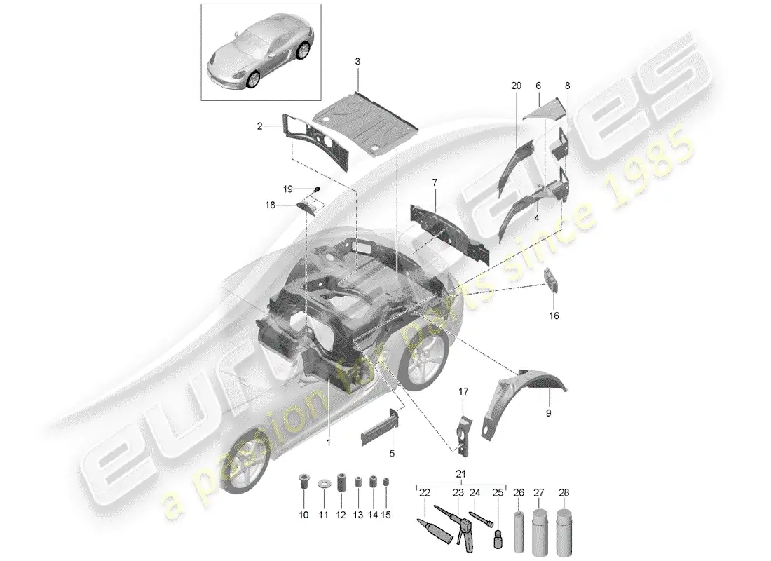 porsche 2019 (718 cayman) rear end parts diagram