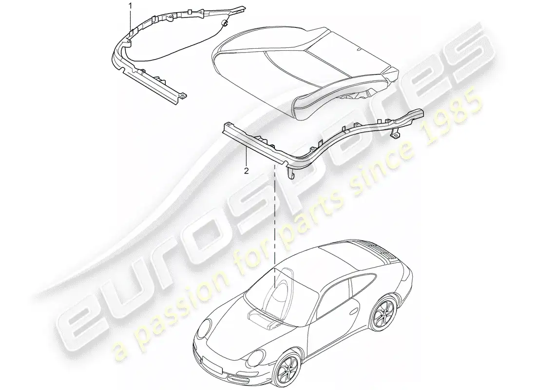 porsche 2012 (997-2) cushion carrier parts diagram