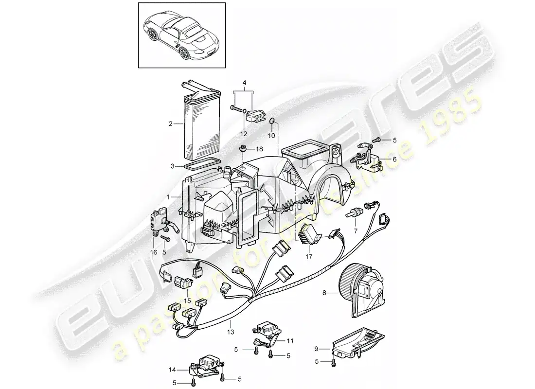 porsche 2012 (987 boxster) air conditioner parts diagram