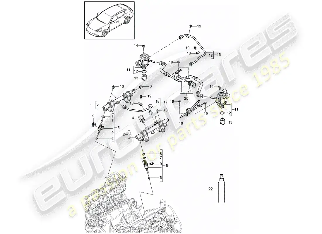 porsche 2010 (panamera 970) fuel collection pipe parts diagram