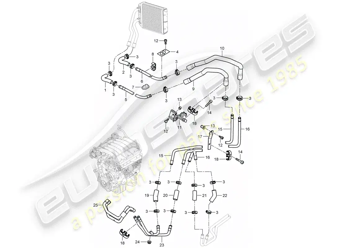 porsche 2009 (cayenne e1 9pa) heater part diagram