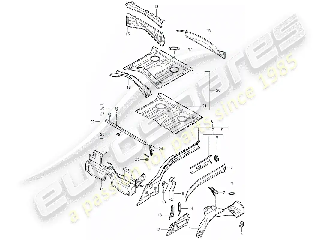 porsche 2008 (987 cayman) rear end parts diagram