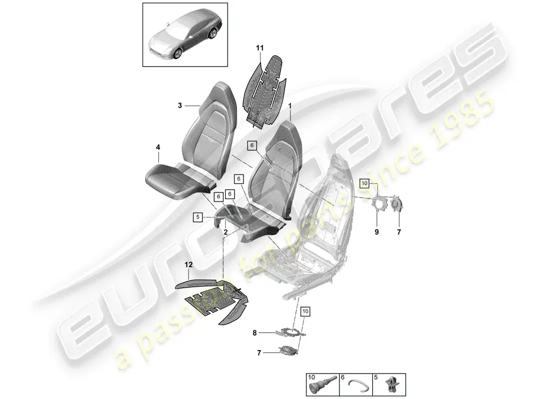 porsche 2017 (panamera 971-1) foam part parts diagram