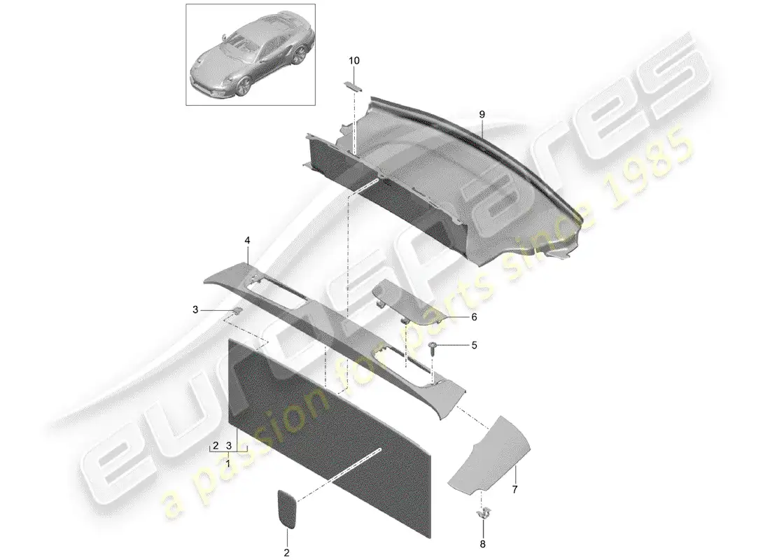 porsche 2017 (991-2 turbo) lining part diagram
