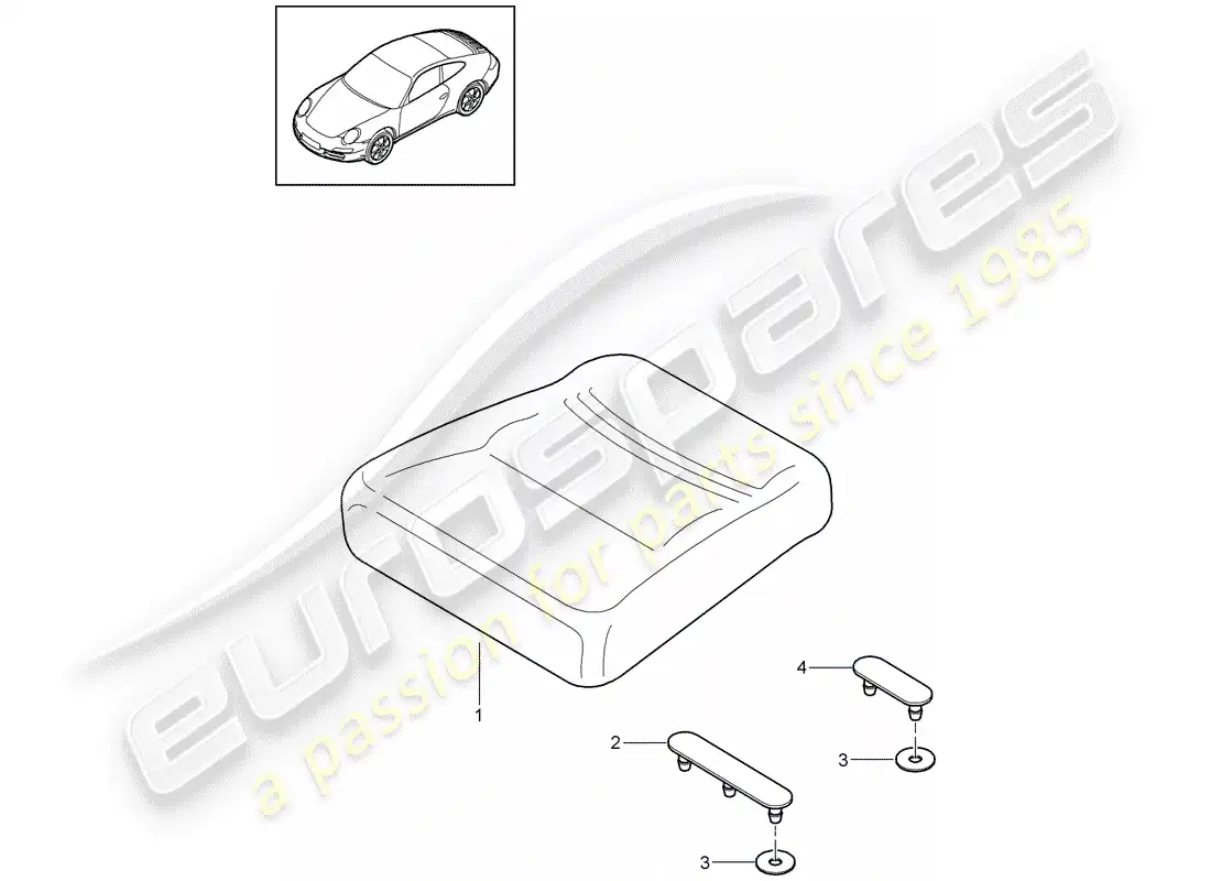 porsche 2012 (997-2) back seat cushion parts diagram