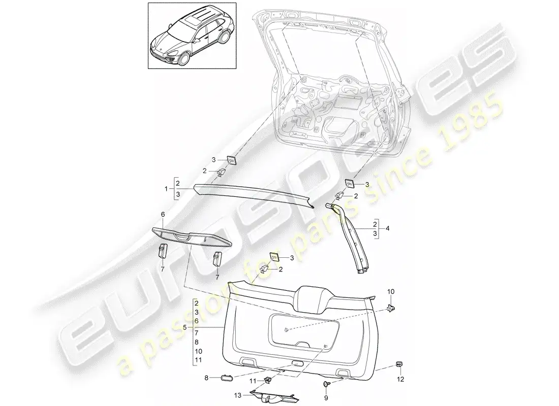 porsche 2012 (cayenne e2 92a) trims parts diagram