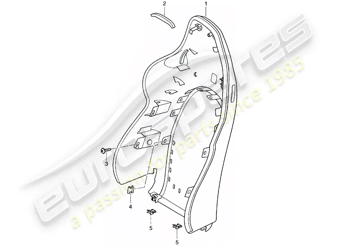 porsche 1999 (986 boxster) backrest shell - sports seat parts diagram