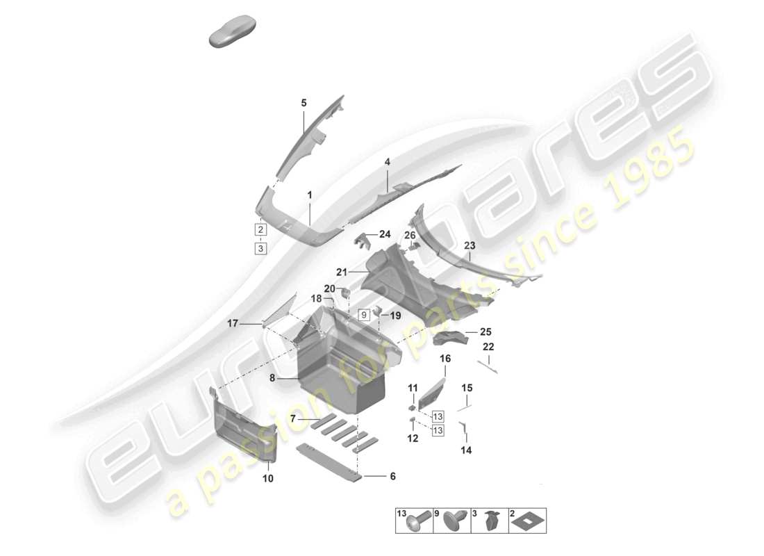 porsche 2024 (992-1) luggage compartment trim parts diagram
