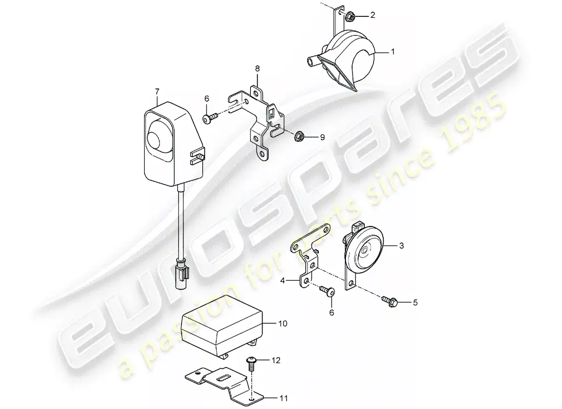 porsche 2006 (carrera gt) fanfare horn - horn - alarm system parts diagram