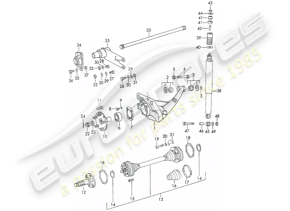 porsche 1973 (911) rear axle parts diagram