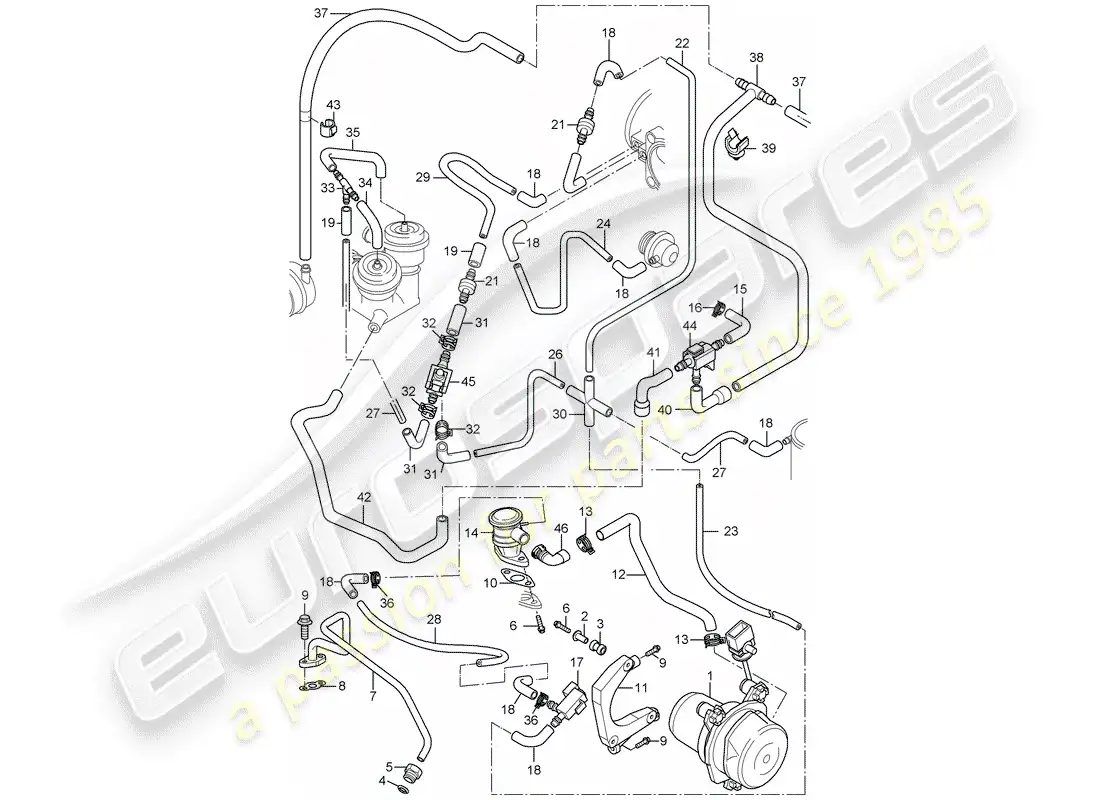 porsche 2004 (996 turbo / gt2) air injection parts diagram