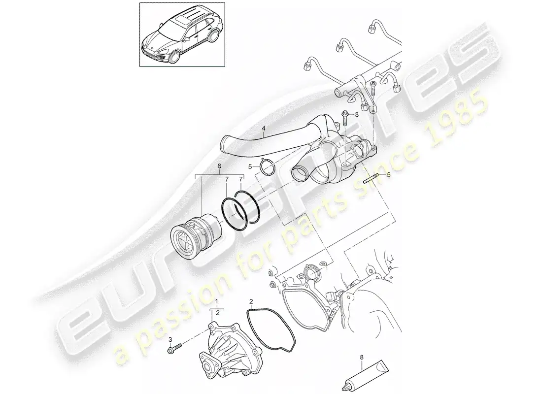 porsche 2014 (cayenne e2 92a) water pump part diagram