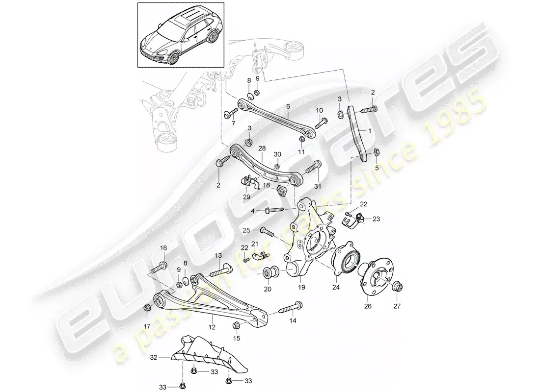 porsche 2014 (cayenne e2 92a) rear axle part diagram