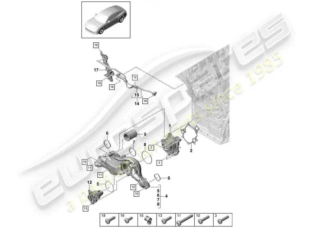 porsche 2017 (panamera 971-1) water pump part diagram