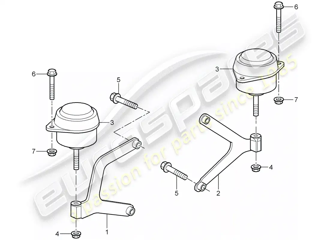 porsche 1999 (986 boxster) manual gearbox - gearbox mounting - d - mj 2000>> parts diagram
