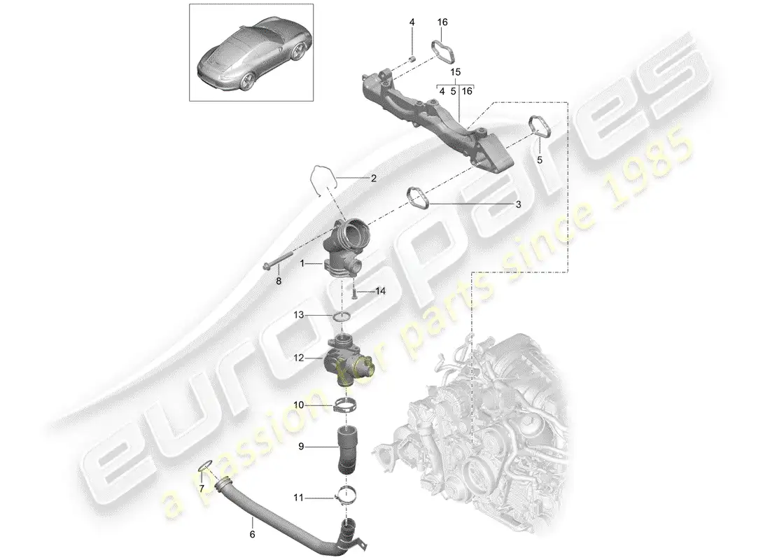porsche 2014 (991-1) sub-frame parts diagram