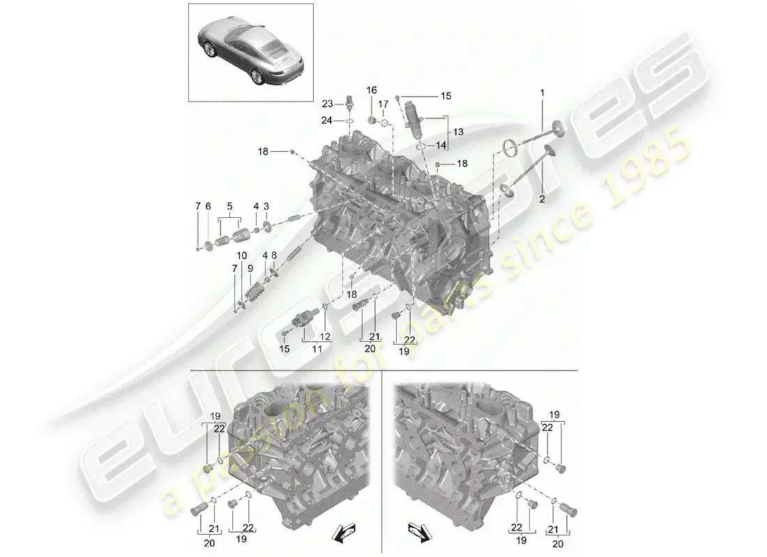 porsche 2014 (991-1) cylinder head parts diagram