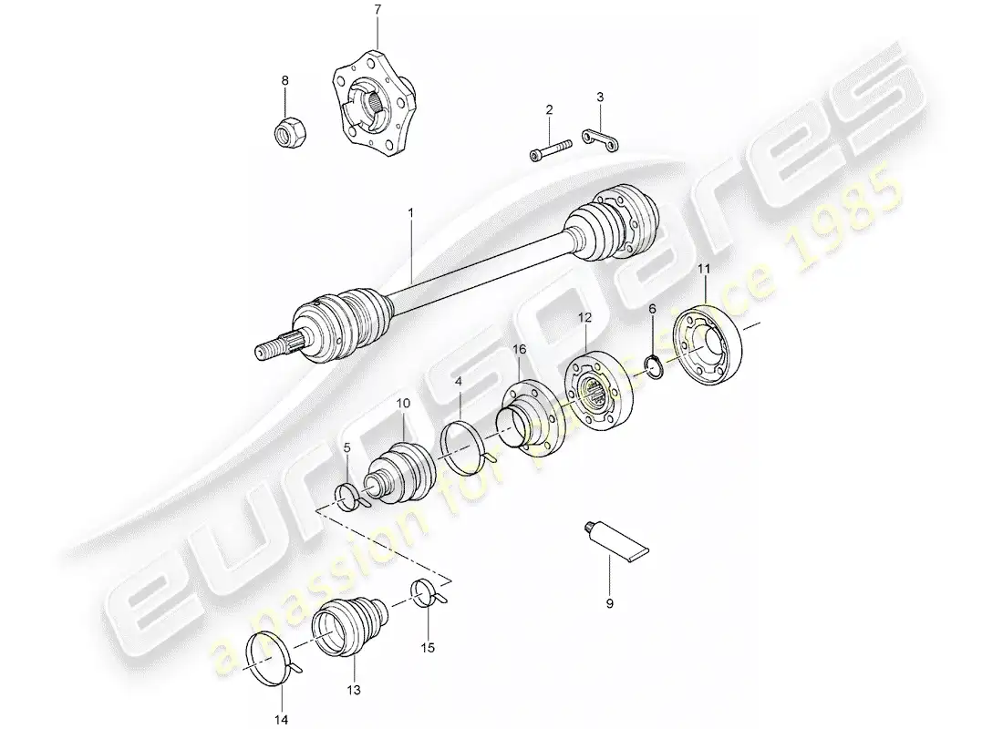 porsche 2007 (987 boxster) drive shaft parts diagram