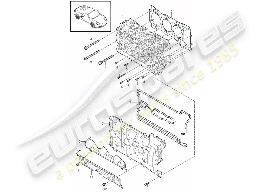porsche 2009 (987 boxster) cylinder head parts diagram