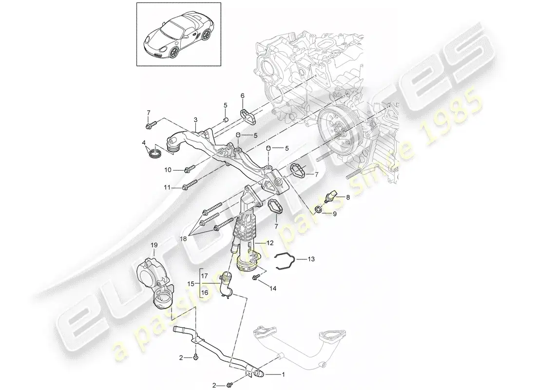 porsche 2009 (987 boxster) sub-frame parts diagram