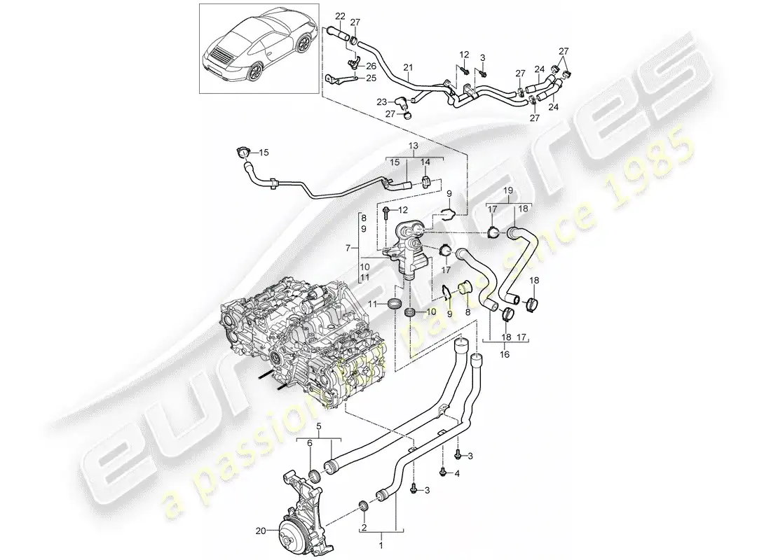 porsche 2010 (997-2) connection parts diagram