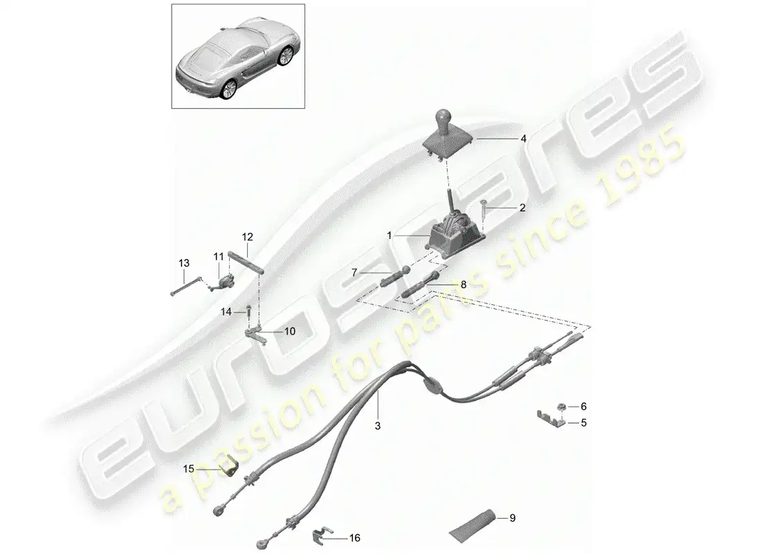 porsche 2016 (981 cayman) transmission control parts diagram