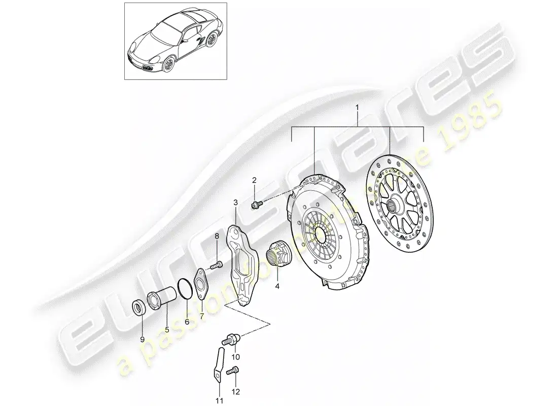 porsche 2009 (987 cayman) clutch parts diagram
