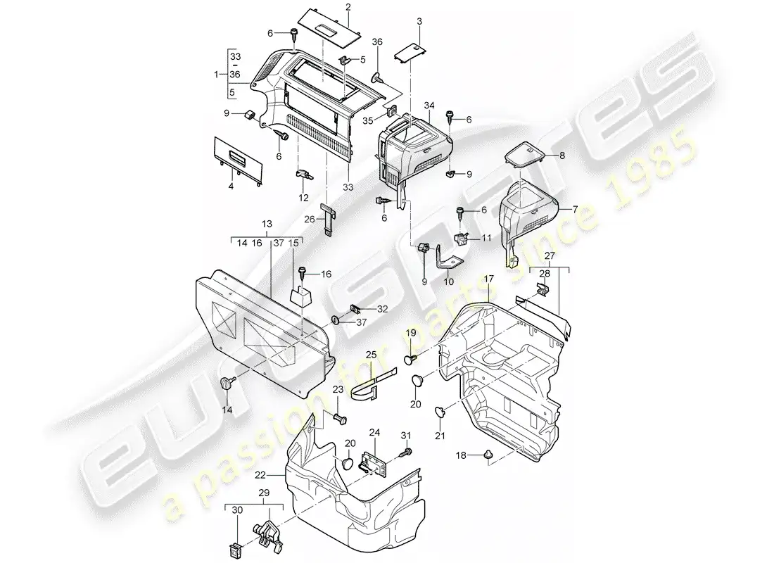 porsche 2006 (997-1) luggage compartment parts diagram