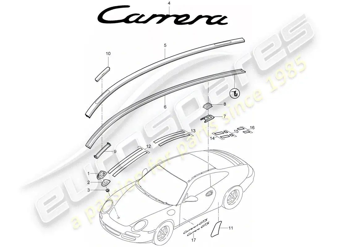 porsche 2012 (997-2) nameplates parts diagram