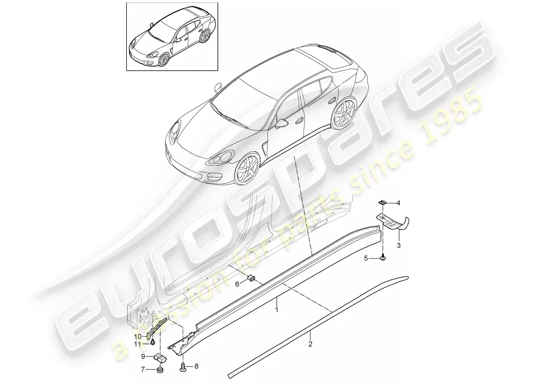 porsche 2014 (panamera 970) side member trim parts diagram