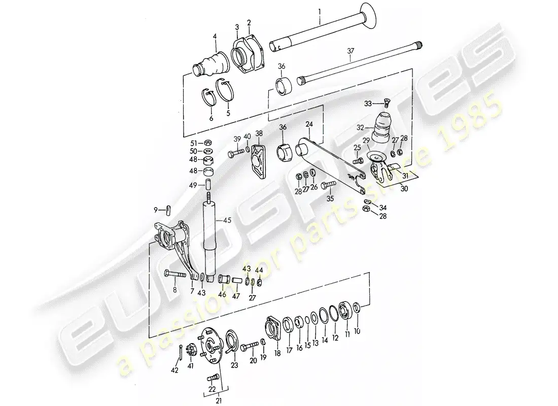 porsche 1960 (356b/356c) rear axle parts diagram