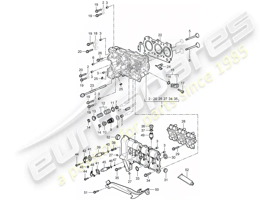 porsche 2007 (987 cayman) cylinder head parts diagram