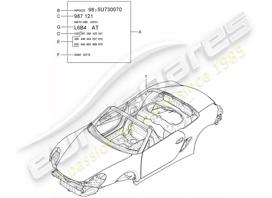 porsche 2007 (987 boxster) car body part diagram