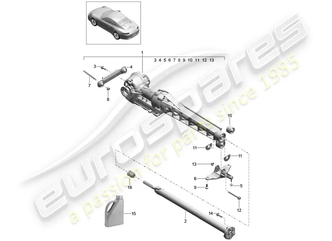 porsche 2015 (991-1) front axle differential parts diagram