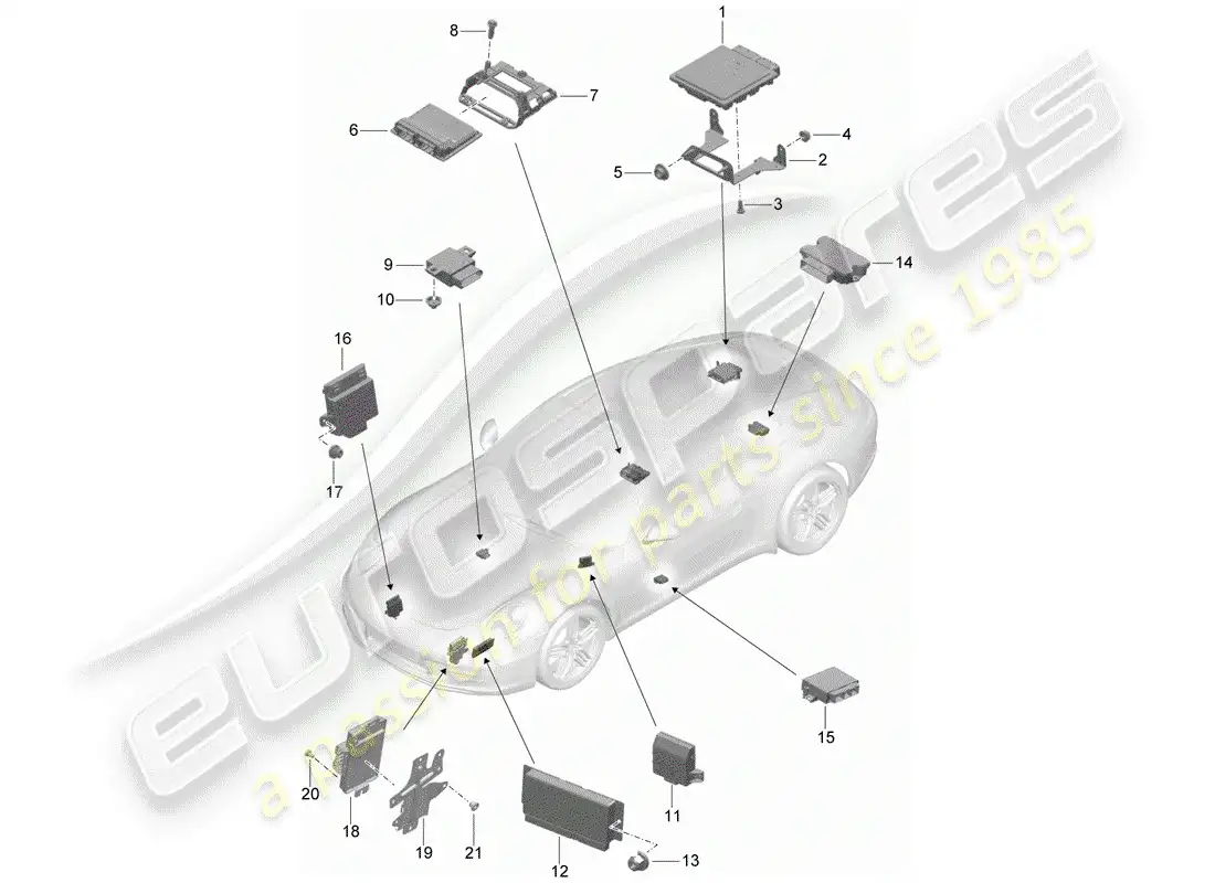 porsche 2013 (991-1) control units parts diagram